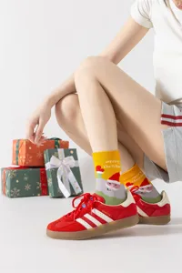 Süße Weihnachtsmann Druck Socken, bequeme Baumwolle Freizeitsocken für Damen Herbst Winter.