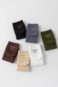 Men's cotton mid-tube socks set with stylish embroidery letters comfortable casual wear