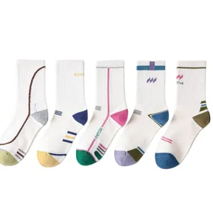 Calcetines deportivos de compresión a rayas para mujer correr fitness yoga transpirables