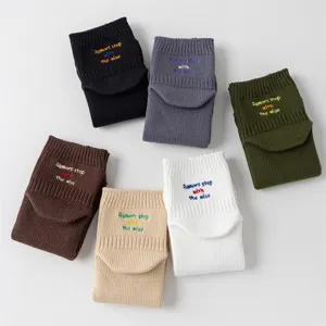 Men cotton socks trendy letter embroidered short tube spring autumn fashion sports socks