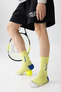 Herren Farbdruck nahtlose Sportsocken bequeme Baumwolle Mittelschaft Laufen Basketball Socken