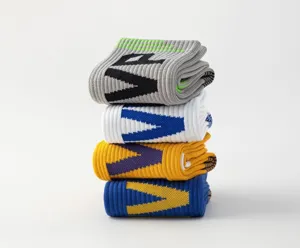 Herren wadenlange Sportsocken mit gestricktem V-Muster, atmungsaktive Basketball Socken.