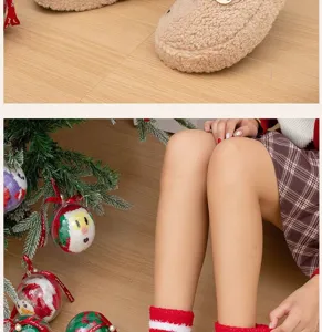 Chaussettes de Noël en polaire corail chaussettes de sommeil épaisses et chaudes détail hiver
