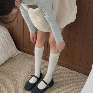 Einfarbige einfache Wadenstrümpfe für Damen Herbst Winter japanischer Stil vielseitige Strumpfwaren