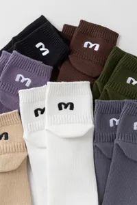 Kurze Baumwollsocken für Herren mit besticktem Buchstaben Ferse amerikanischer Stil Trend