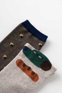 Original cartoon design women mid-calf socks literary cute creative cotton socks detail view