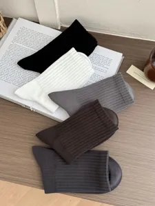 Men's cotton mid-tube socks classic ribbed casual business versatile breathable socks set