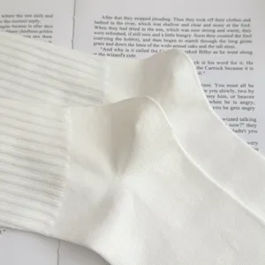 Classic white ribbed cotton men's socks, breathable and comfortable mid-tube daily wear detail shot.