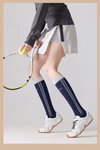 Calcetines deportivos de compresion para mujer para correr fitness tenis calcetines altos elasticos
