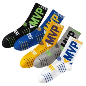 Herren Sport Basketball Socken Wadenhohe atmungsaktive Lauf Socken Multi Farbe Set 5Paar