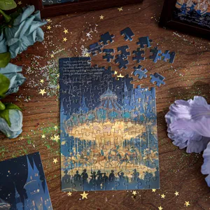 Puzzle de 108 pièces carrousel féerique, puzzle en papier vue de nuit cadeau pour enfants adultes.