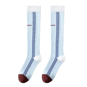 Calcetines de Compresión Deportivos para Mujer Rayados Calcetines Media Pierna para Correr Yoga Bádminton Nailon Elástico Transpirable