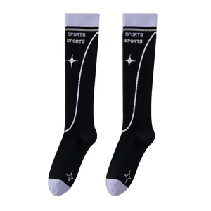Damen Professionelle Sportsocken Rutschfest Kompression Wadenstrümpfe Farbblock Streifen Stern Druck Sport Lange Socken Für Yoga Pilates Fitness Wandern Laufen
