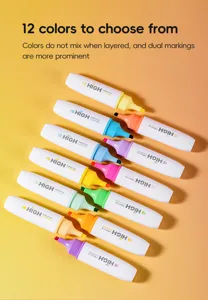 Double head highlighters set, 12 vibrant colors, anti smudge pastel aesthetic study pens.