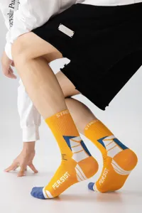 Calcetines deportivos de hombre con diseño de bloques, calcetines de algodón para correr.