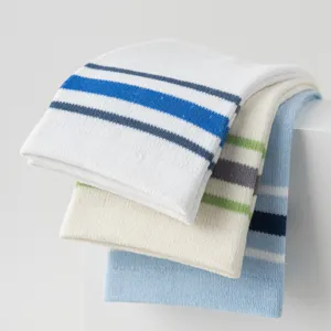 Men cotton sports mid tube socks color blocking striped casual athletic socks pairs