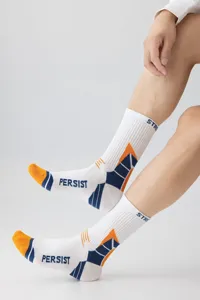 Calcetines deportivos de algodón de media pantorrilla hombre diseño colorblock