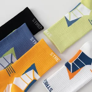 Calcetines deportivos de bloque de color para hombre tubo medio algodón running