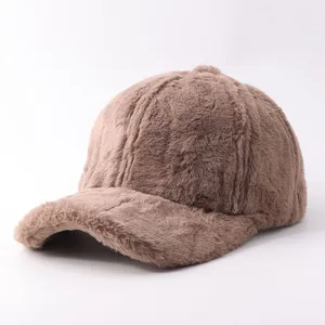 Berretto da Baseball In Velluto di Visone Invernale Spesso Caldo Peluche Regolabile Antivento Tinta Unita Cappello Lussuoso Casual Sport
