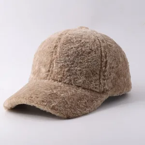 Gorra de beisbol de felpa calida de invierno, sombrero casual de forro polar grueso para exterior.