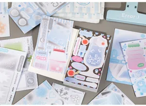 Yuxian schrijfbaar memo stickerboek, vintage creatieve DIY briefpapier voor dagboek decor.