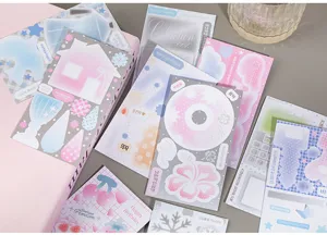 Pastel DIY kleefnotities stickerboek set, schattige retro journal memo blokken planning.
