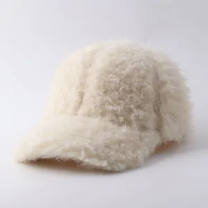Gorra de béisbol de vellón suave y gruesa de invierno, sombrero cálido de borreguito sintético.