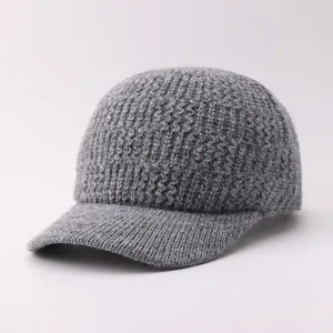 Cálida gorra de béisbol tejida de invierno, visera curvada de mezcla de lana para el uso diario.