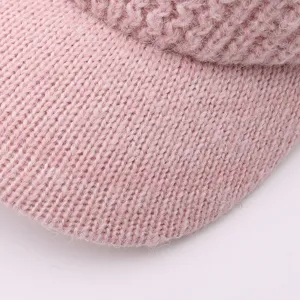 Gorra de béisbol de punto rosa detalle invierno cálido sombrero visera pato texturizado