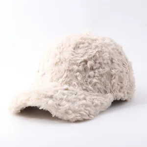 Acogedora gorra de béisbol de felpa de invierno, gorro grueso y cálido para exterior.