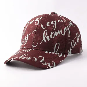 Casual unisex cursive letter printed baseball cap, stylish curved brim sun hat for autumn.
