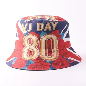 Gorro de pescador con estampado de Union Jack y rosas, sombrero de sol elegante para exteriores y ocio.