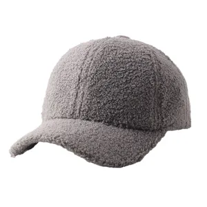 Winter cozy fleece baseball cap, thick warm solid color dad hat for men and women outdoor.