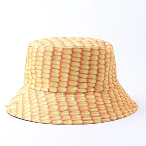 Cross-border Amazon otoño moda divertido impresión maíz sombrero de pescador protec