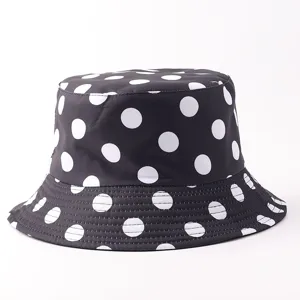 Sombrero de pescador clásico de lunares negros moda protección solar al aire libre gorra