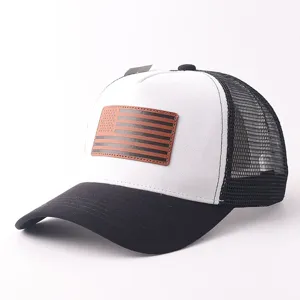 Heren Dames Mode Trucker Pet Suède Voorkant Mesh Achterkant Amerikaanse Vlag Hoed