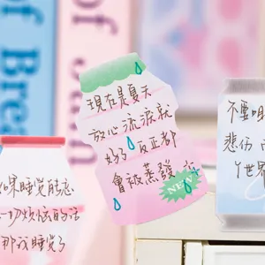 Schattige yoghurtfles plaknotities creatieve DIY journal memoblok decoratieve kantoorartikelen