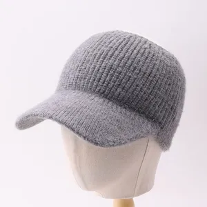Gorra de beisbol de punto gris parte superior vacia mujer otono invierno visor sol moda