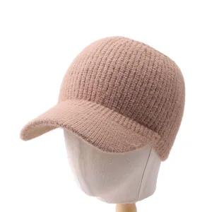 Mujer otoño invierno gorro tejido acanalado gorra de béisbol casual sombrero cálido y suave