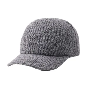 Gorra de béisbol tejida cálida de invierno, elegante gorra gris de visera suave para diario.