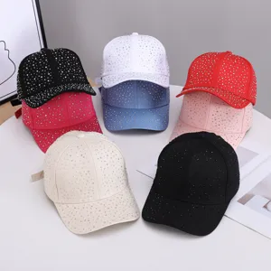Women's rhinestone baseball cap sparkly bling adjustable sun hat fashion casual headwear