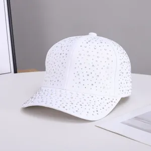 Women rhinestone baseball cap sparkly crystal adjustable fashion streetwear hat white bling cap