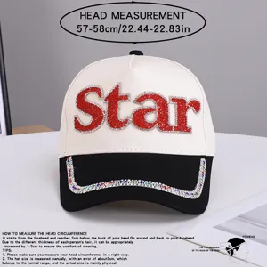 Gorra de béisbol con letras Star de diamantes de imitación para mujer moda casual