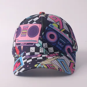 Gorra de béisbol con estampado gráfico de boombox vintage, sombrero estilo retro