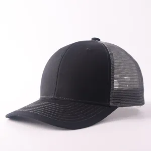 Gorra trucker de malla negra y gris, sombrero de béisbol de verano transpirable.
