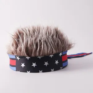 Cinta de pelo sintético novedosa con patrón de bandera de EE. UU. y cintas largas.