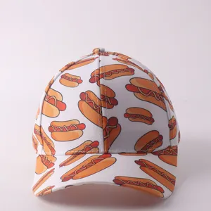 Gorra de béisbol con estampado digital y divertido diseño de perrito caliente, sombrero casual.