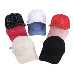 Women rhinestone baseball cap fashion bling crystal adjustable dad hat multi color