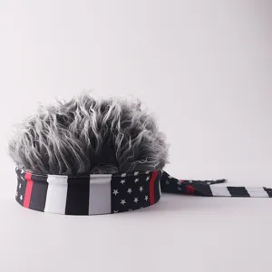Gorra visera de pelo puntiagudo novedad con diadema de bandera para fans y fiestas.
