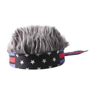 Divertida gorra visera con pelo falso gris y diadema de estrellas para los aficionados.